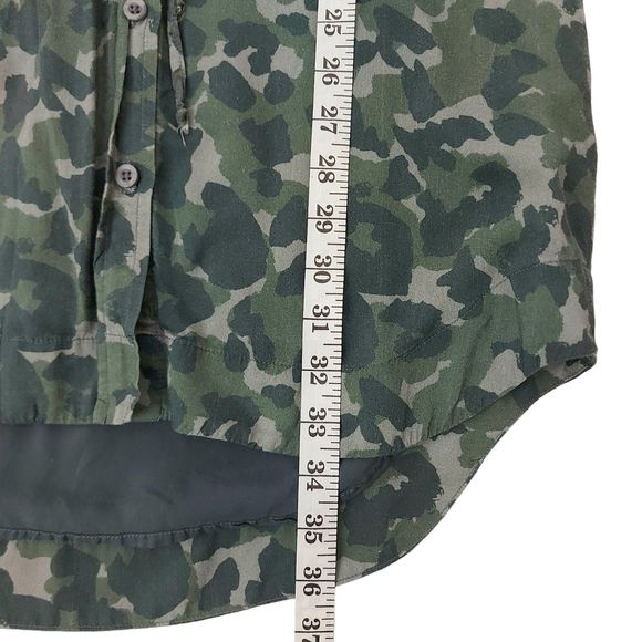 Anthropologie Cloth & Stone Nina Camo Dress Small Green Button Up Long Sleeve - Picture 10 of 12